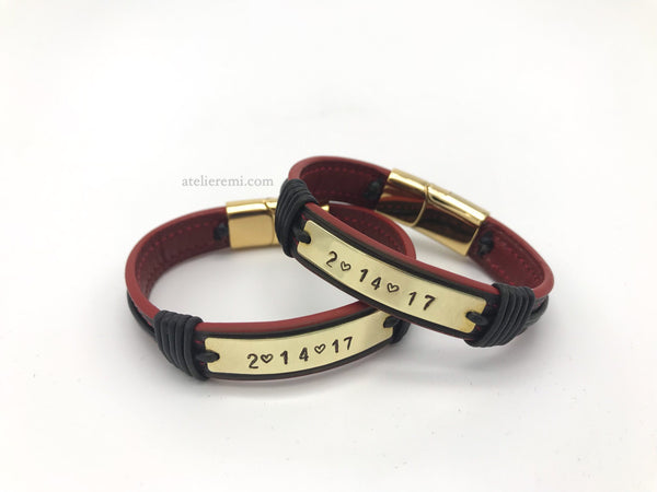 No. B01C | Couples Bracelet Set (Cowhide Lined Interior)